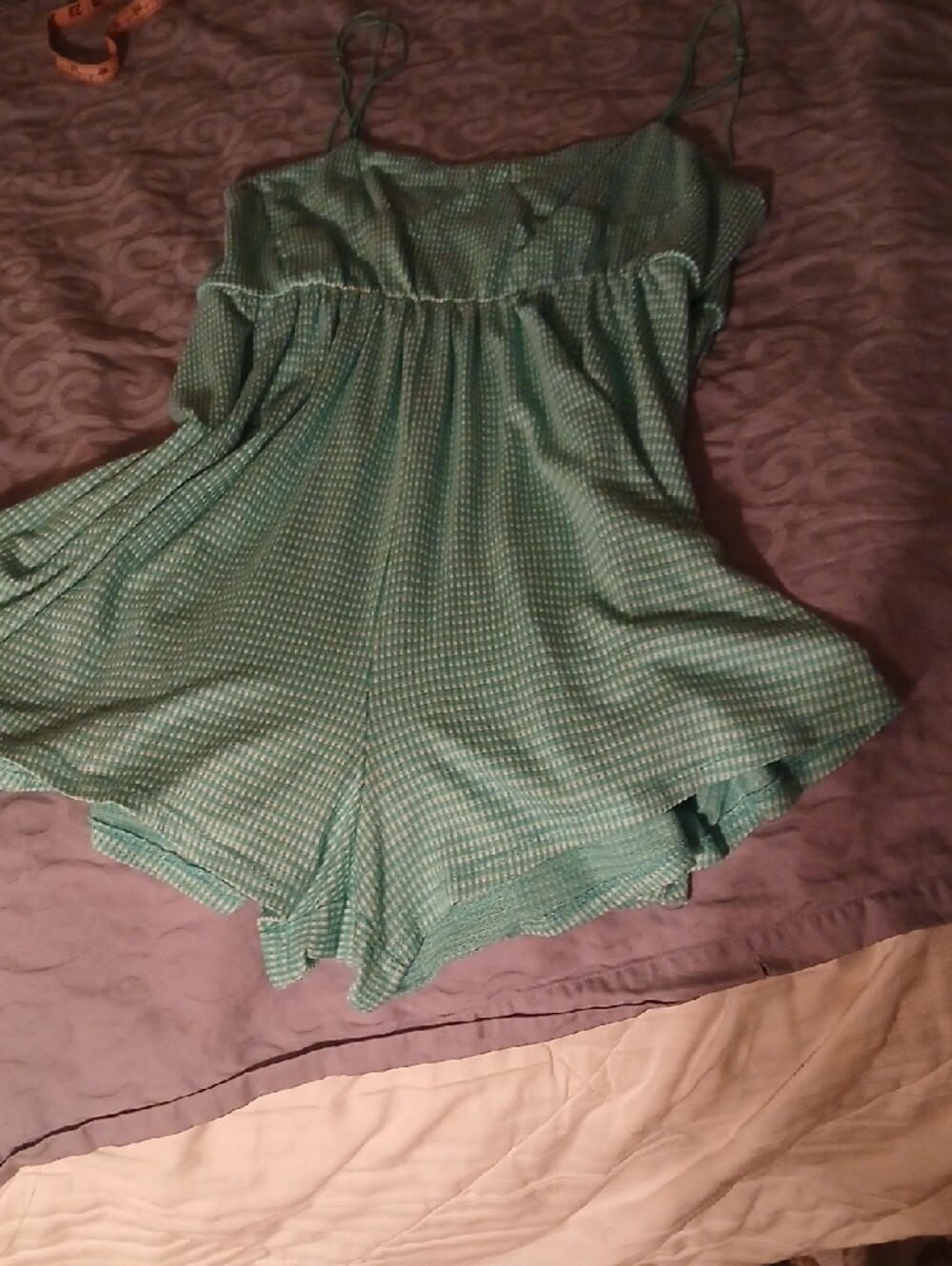 Urban Outfitters Light Summer Mint Green Gingham Romper